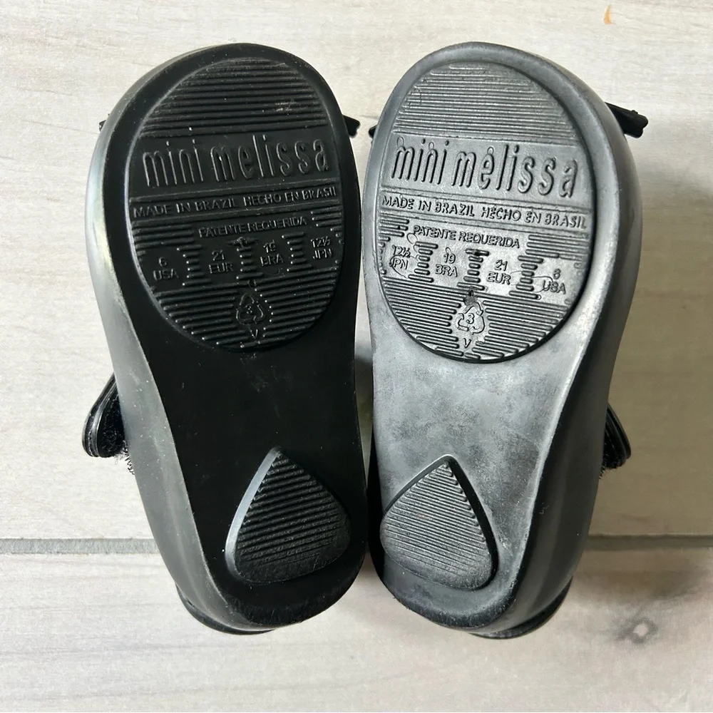 Mini Melissa Black Cat Mary Jane Velcro Sandals